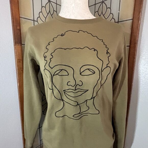 Well Worn BLM Olive Green Black Lives Matter Silhouette Sweatshirt Size XL - Picture 5 of 9